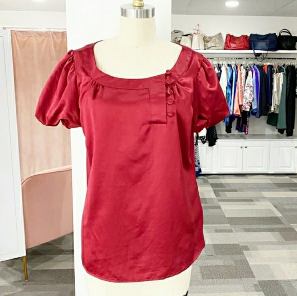 Worthington Tops - ❤Burgundy Satin Blouse - Large